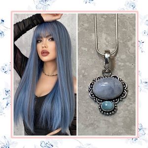 🌸 MOONSTONE TEAL NECKLACE BOHEMIAN PENDANT QUARTZ TRIBAL VIXEN GEM GYPSY BOHO